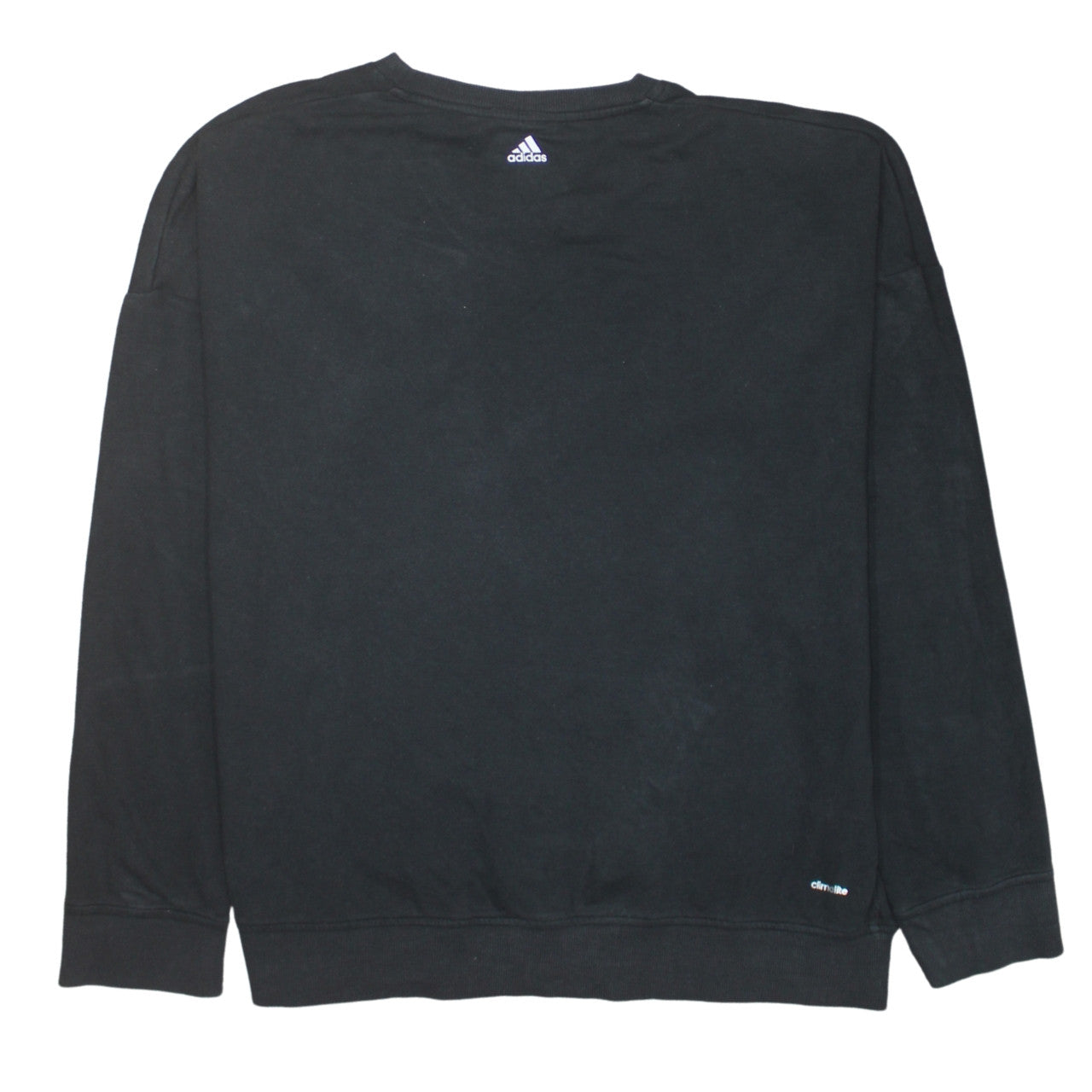 Adidas Women Black Crew Neck Pullover Sweatshirt L Climalite Logo Print