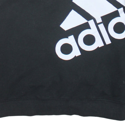 Adidas Women Black Crew Neck Pullover Sweatshirt L Climalite Logo Print