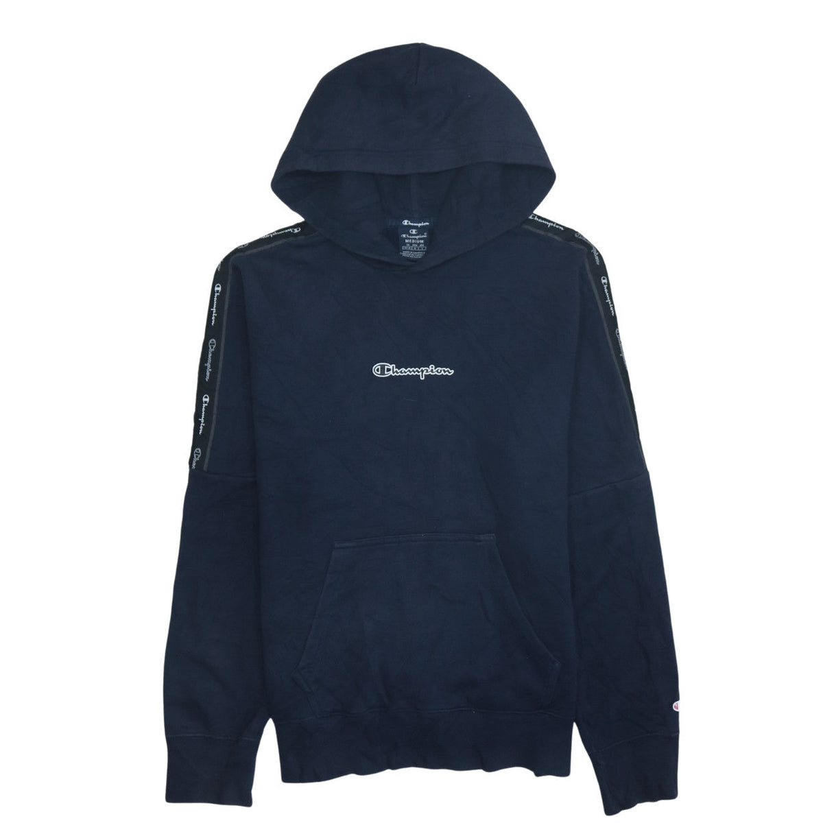 Additional front view of Champion Men's Blue Medium Pullover Hoodie Logo Sweatshirt