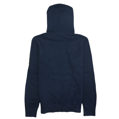 Back view of Champion Men's Blue Medium Pullover Hoodie Logo Sweatshirt