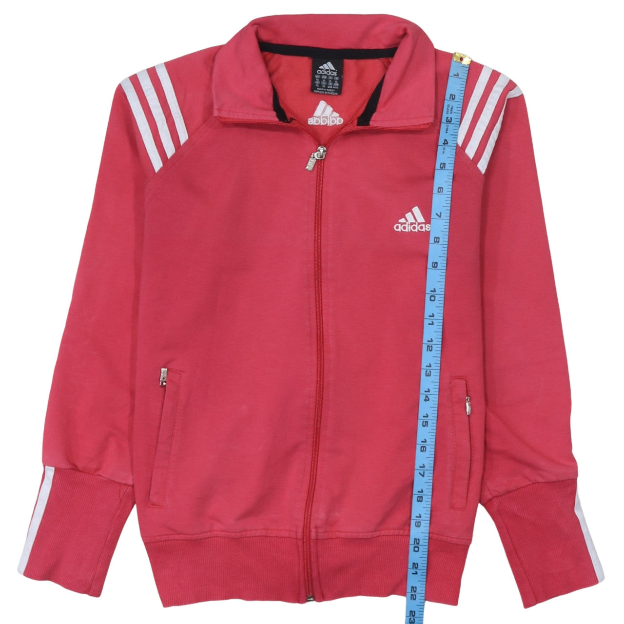 adidas Girls Pink XL Track Jacket Full Zip Cotton Blend Sports Top