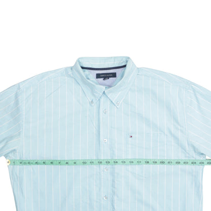 Tommy Hilfiger Men's Blue Striped Button-Down Cotton Shirt XL