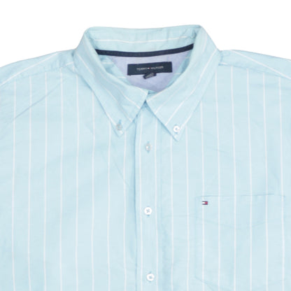 Tommy Hilfiger Men's Blue Striped Button-Down Cotton Shirt XL