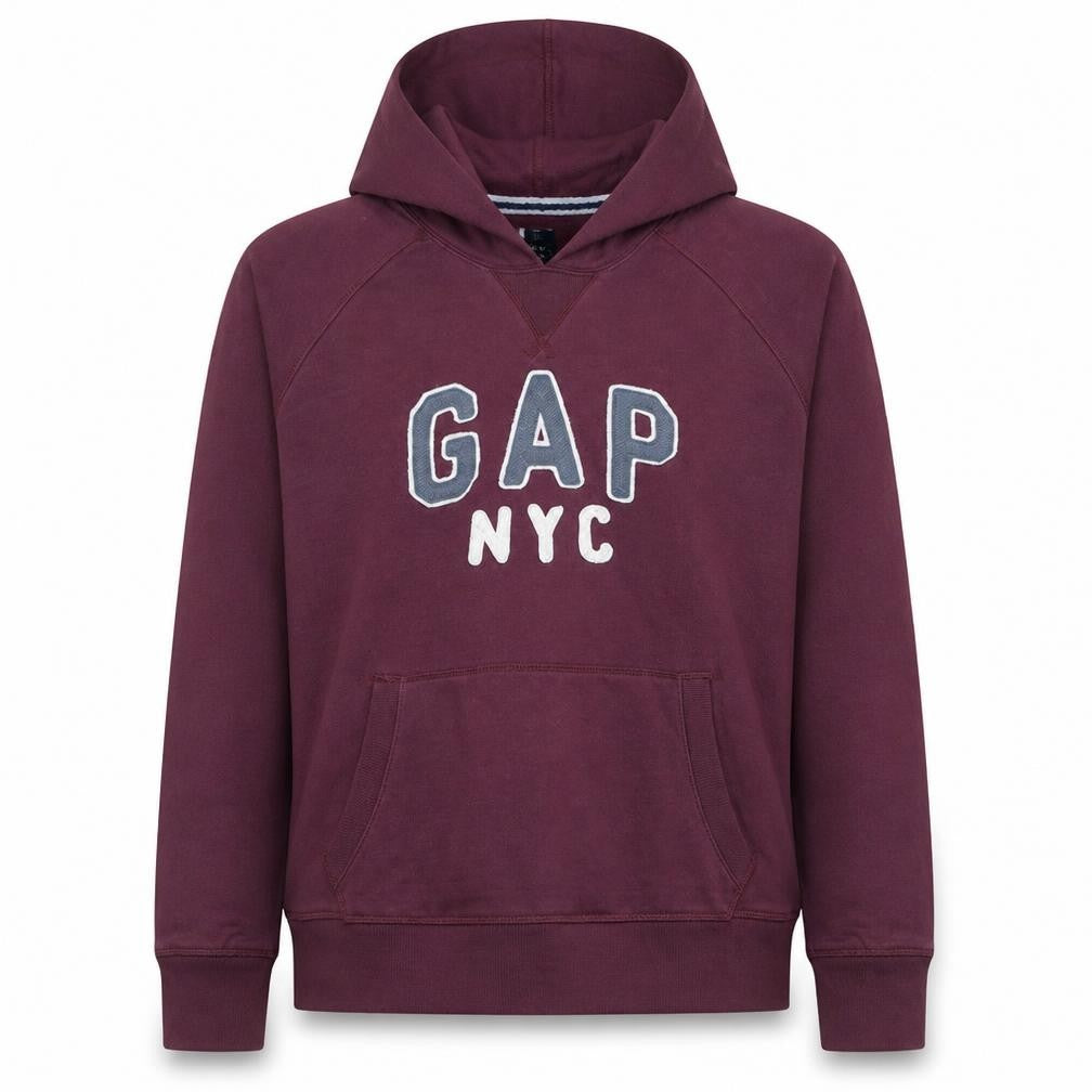 Front view of Gap Women’s Burgundy Hooded Pullover Sweatshirt XL Cotton Blend
