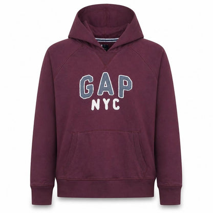 Front view of Gap Women’s Burgundy Hooded Pullover Sweatshirt XL Cotton Blend