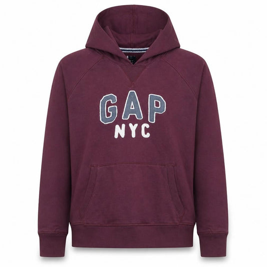 Front view of Gap Women’s Burgundy Hooded Pullover Sweatshirt XL Cotton Blend