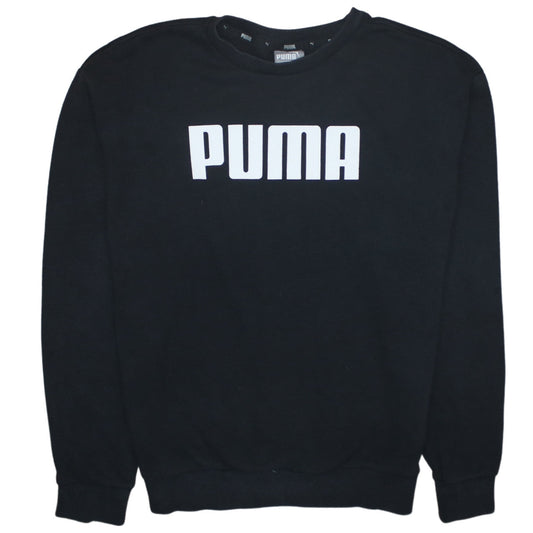 Puma Womens Black Size 10 Pullover Sweatshirt Crew Neck Logo Jumper
