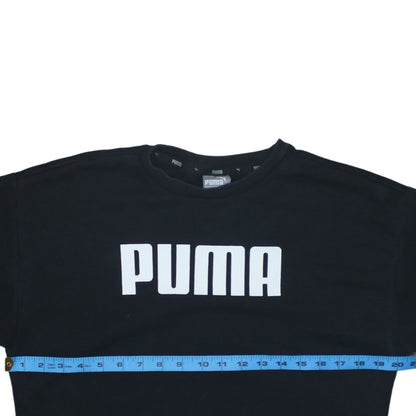 Puma Womens Black Size 10 Pullover Sweatshirt Crew Neck Logo Jumper