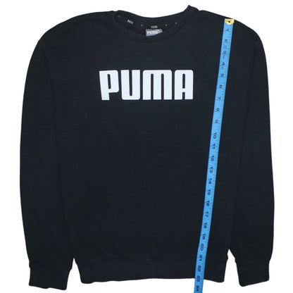 Puma Womens Black Size 10 Pullover Sweatshirt Crew Neck Logo Jumper