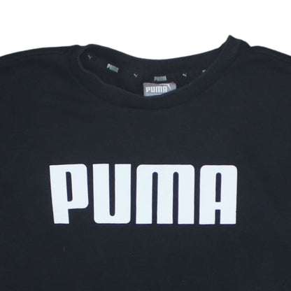 Puma Womens Black Size 10 Pullover Sweatshirt Crew Neck Logo Jumper