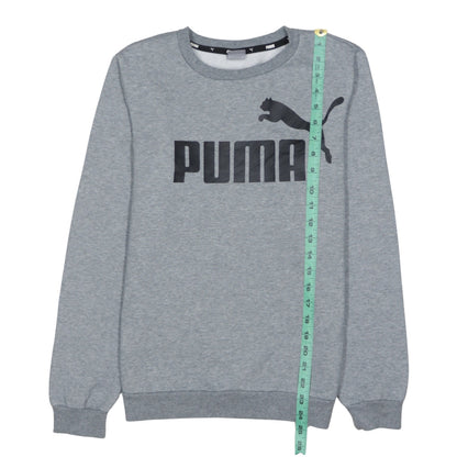 Puma Boys Grey Pullover Sweatshirt 13-14 Years Crew Neck Logo Cotton Blend