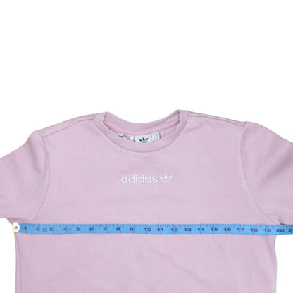 Adidas Girls Pink Logo Crew Neck Fleece Sweatshirt 13-14 Years
