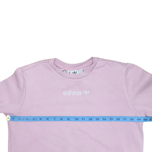 Adidas Girls Pink Logo Crew Neck Fleece Sweatshirt 13-14 Years