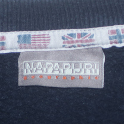 Napapijri Men's Blue Logo Crew Neck Pullover Sweatshirt L