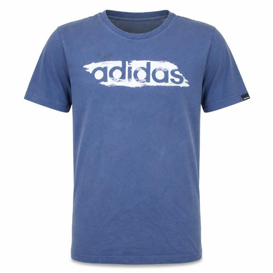 Adidas Men's Blue Graphic Print Crew Neck Cotton T-Shirt Size M