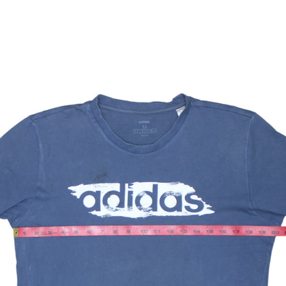 Adidas Men's Blue Graphic Print Crew Neck Cotton T-Shirt Size M
