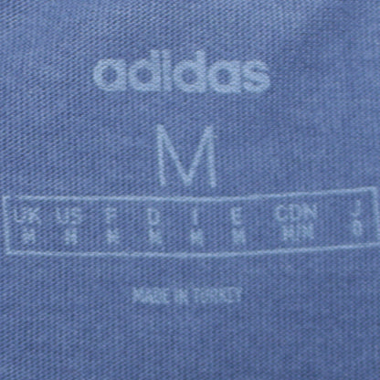 Adidas Men's Blue Graphic Print Crew Neck Cotton T-Shirt Size M