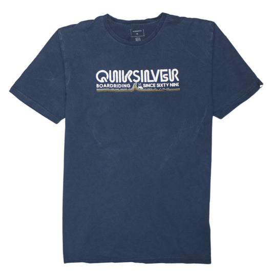 Quiksilver Men's Blue Cotton Graphic Surf T-Shirt Size L Regular Fit