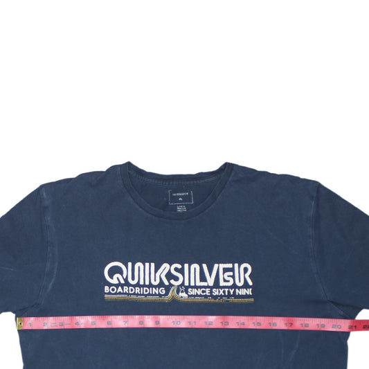 Quiksilver Men's Blue Cotton Graphic Surf T-Shirt Size L Regular Fit