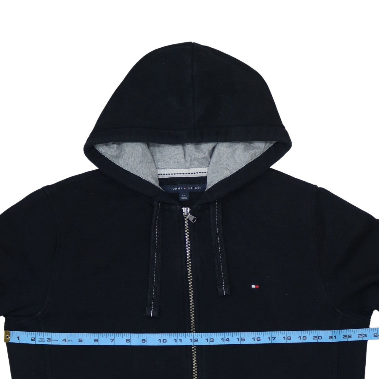 Tommy Hilfiger Men's Black Full Zip Hoodie Size L Regular Fit