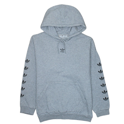 Adidas Men Grey Pullover Hoodie L Logo Fleece Sportswear