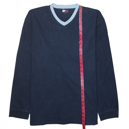 Tommy Hilfiger Men's Blue V-Neck Long Sleeve Cotton Sweatshirt 2XL