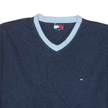Tommy Hilfiger Men's Blue V-Neck Long Sleeve Cotton Sweatshirt 2XL