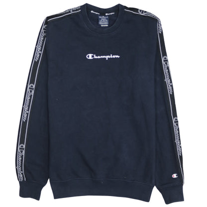 Champion Men’s Black Small Logo Tape Pullover Sweatshirt
