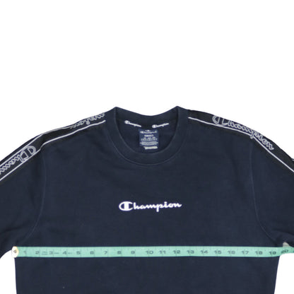 Champion Men’s Black Small Logo Tape Pullover Sweatshirt