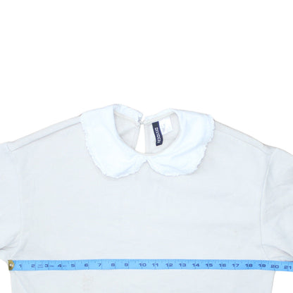 H&M Divided Women White Peter Pan Collar Pullover Sweatshirt XS