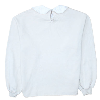 H&M Divided Women White Peter Pan Collar Pullover Sweatshirt XS