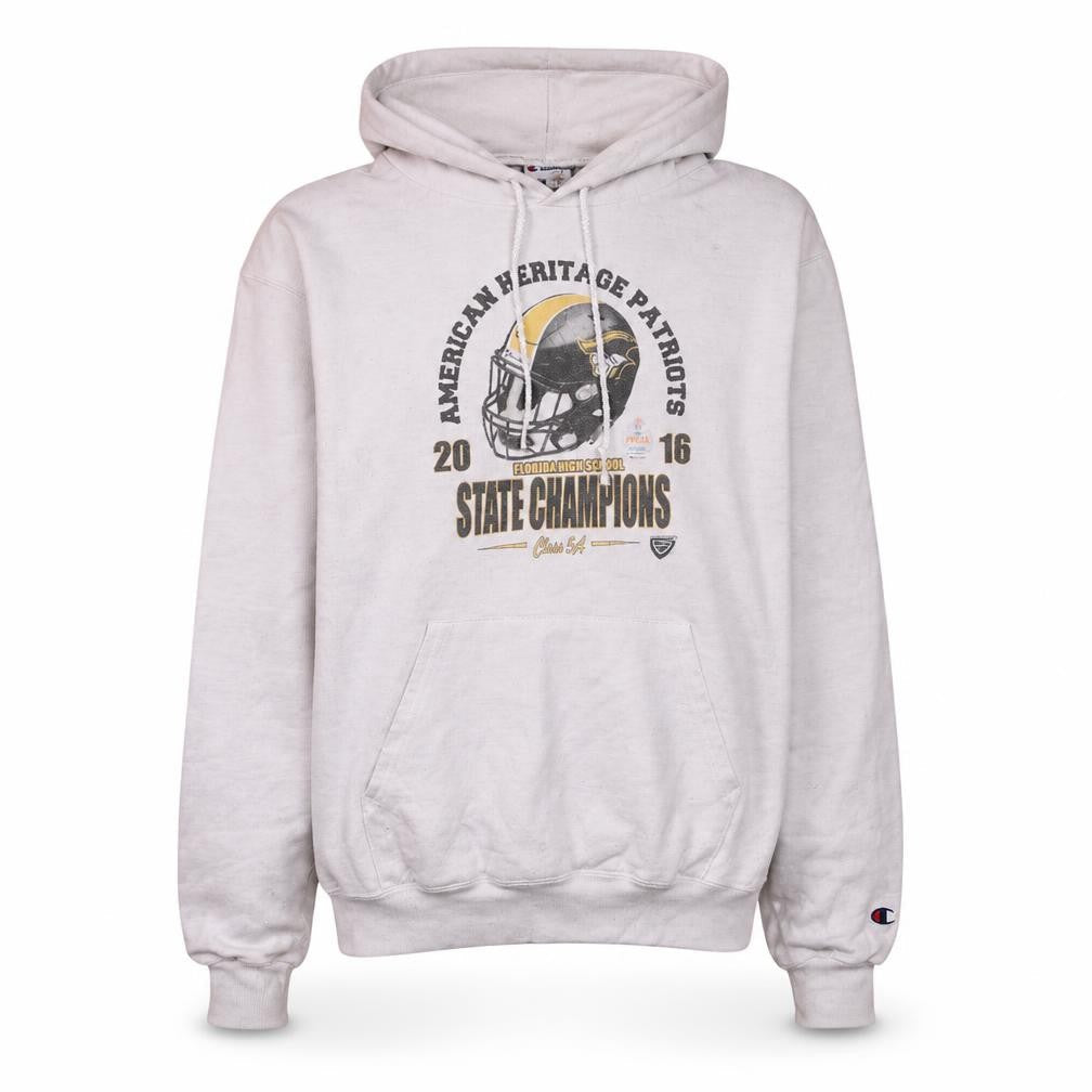 Front view of Champion Men's White Pullover Hoodie Small American Heritage Patriots 2016