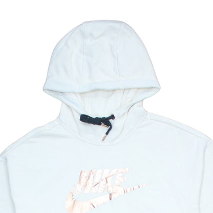 Nike Women’s White Pullover Hoodie Medium – Hooded Sweatshirt with Metallic Logo