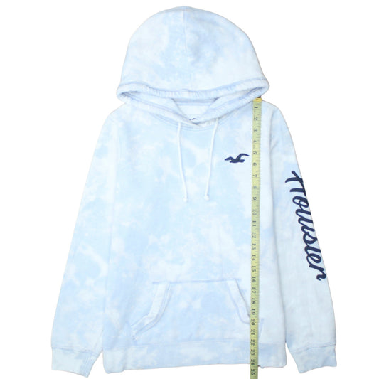 Hollister Women Blue Tie Dye Pullover Hoodie Size 16 L Fleece Cotton Blend