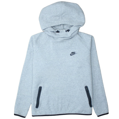 Nike Women Grey Hoodie Large Pullover Long Sleeve Cotton Blend