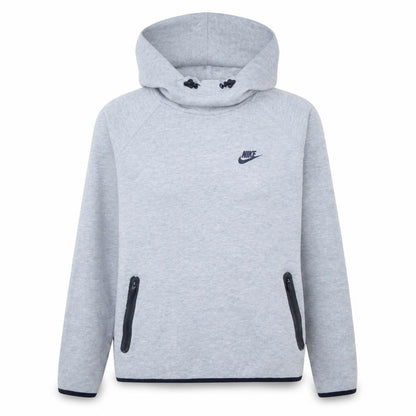 Front view of Nike Women Grey Hoodie Large Pullover Long Sleeve Cotton Blend