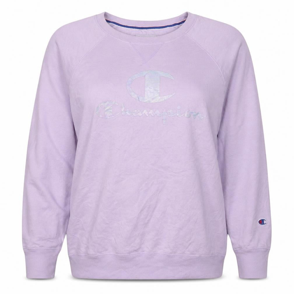 Champion Womens Lilac Pullover Sweatshirt 2XL Logo Print Crew Neck