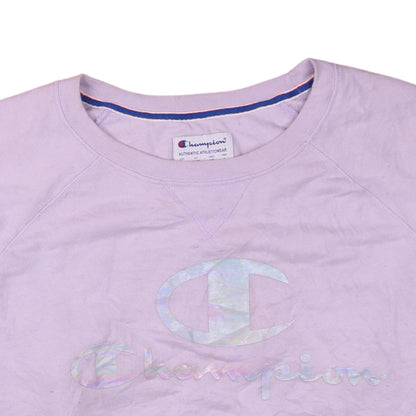 Champion Womens Lilac Pullover Sweatshirt 2XL Logo Print Crew Neck
