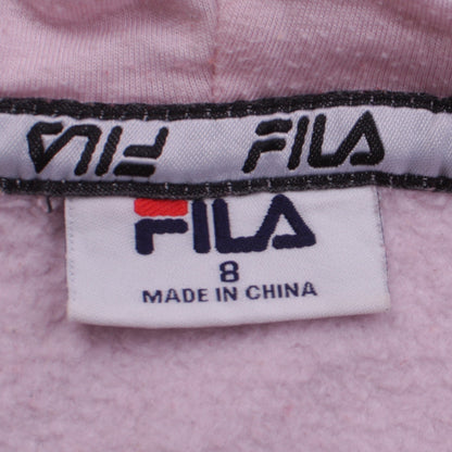 Fila Womens Pink Full Zip Hoodie Size 8 Hooded Sweatshirt
