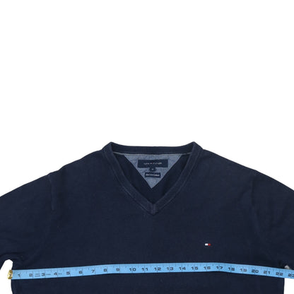 Tommy Hilfiger Men’s Blue V-Neck Cotton Cashmere Pullover Sweatshirt M