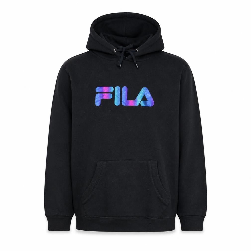 Front view of Fila Men's Black Pullover Hoodie XL Logo Graphic Sportswear