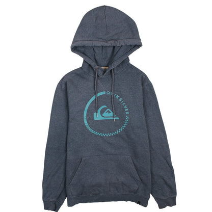 Quiksilver Men Grey Pullover Hoodie Small Graphic Logo
