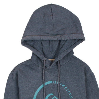 Quiksilver Men Grey Pullover Hoodie Small Graphic Logo