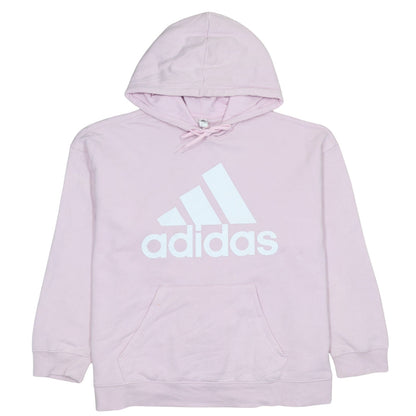 Adidas Women Pink Pullover Hoodie L 16-18 Hooded Logo Sweatshirt