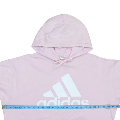 Adidas Women Pink Pullover Hoodie L 16-18 Hooded Logo Sweatshirt