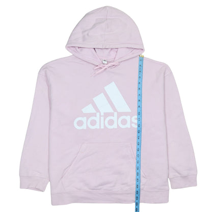 Adidas Women Pink Pullover Hoodie L 16-18 Hooded Logo Sweatshirt
