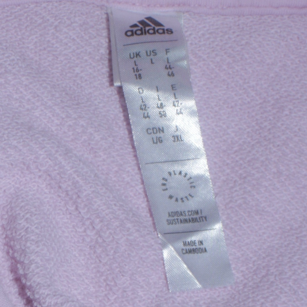 Adidas Women Pink Pullover Hoodie L 16-18 Hooded Logo Sweatshirt