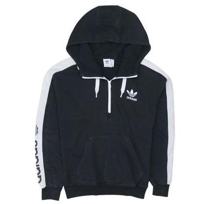 Adidas Women Black & White 1/2 Zip Hoodie Size 8 - Cotton Blend