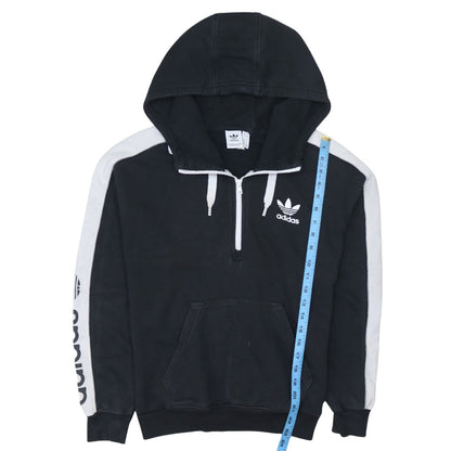 Adidas Women Black & White 1/2 Zip Hoodie Size 8 - Cotton Blend