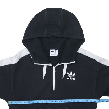 Adidas Women Black & White 1/2 Zip Hoodie Size 8 - Cotton Blend